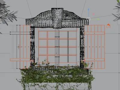 Wood Window Wall 3D Model - Blender Cycles Render 3D model