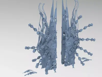 Sci fi Orchid city structure portal gate Low-poly 3D model