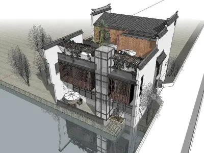 Bed and Breakfast - Huizhou architecture 3D model
