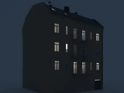 Residential City Building - Row - 16 - Storefront with Stucco 3D model