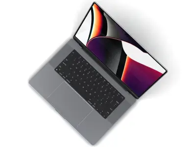 Apple MacBook Pro 16 inch 2021 Space Gray and Silver Low-poly 3D model
