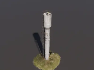 Water Tower Low-poly 3D model 4