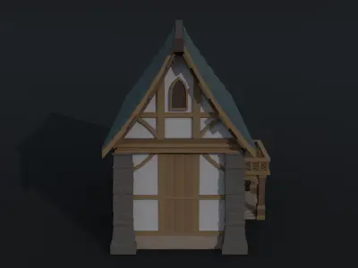 Cartoon medieval house 3 Polygonal Style Low-poly 3D model