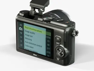 Nikon 1 J3 mirrorless digital camera kit 10-30mm lens Low-poly 3D model