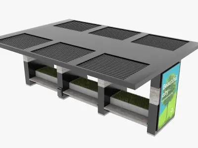 Street Pergola with Bench 3D model