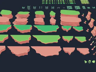 Cartoon forest kit Low-poly 3D model