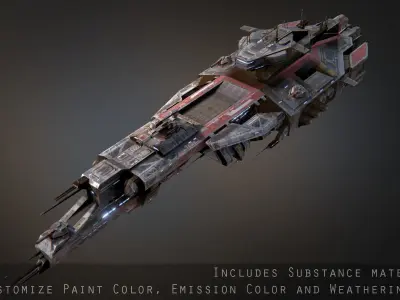 Rhodes Battlecruiser Low-poly 3D model