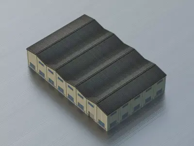 Modern industrial warehouse  Low-poly 3D model