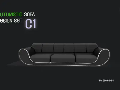 Futuristic Sofa Design Set - C1 with  STL Low-poly 3D model