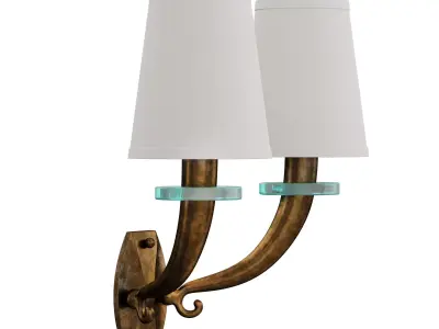 Wall Lights Brass Glass Fabric Italy 1950s 3D model