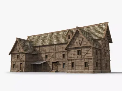 Medieval house x20 Low-poly 3D model