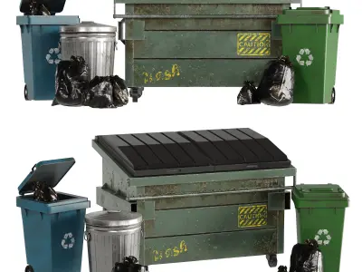 Facade Trash Set 1 Low-poly 3D model