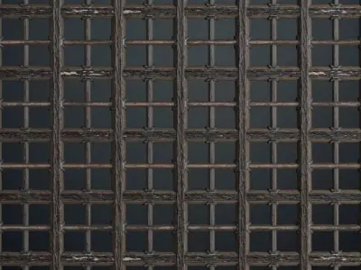 Ancient Medieval Wood Jail Grate PBR Seamless Texture