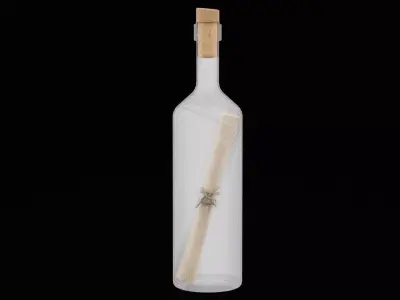Scroll in Bottle Low-poly 3D model