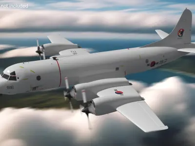  South Korea P3 Orion Anti Submarine Plane Rigged for Maya 