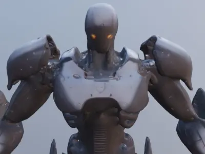 Black fighter robot 3D model