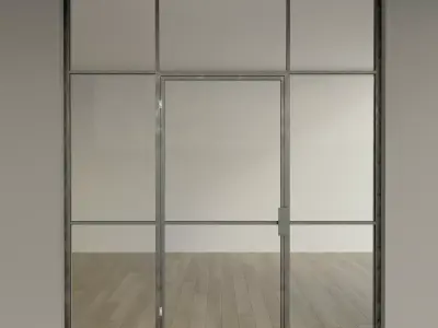 Glass partition door 9 Low-poly 3D model