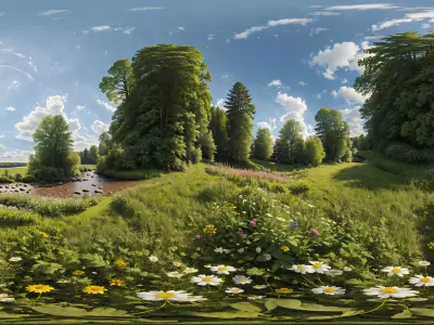 HDRI Meadow Landscapes Low-poly 3D model