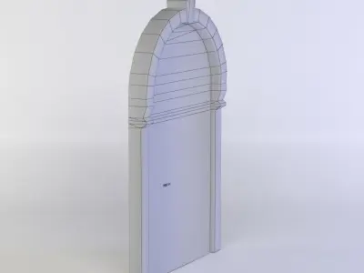 Door wooden with arched windows Low-poly 3D model