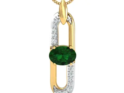 Oval Diamond Pendant 3dm STL FBX OBJ Render Details 3D print model