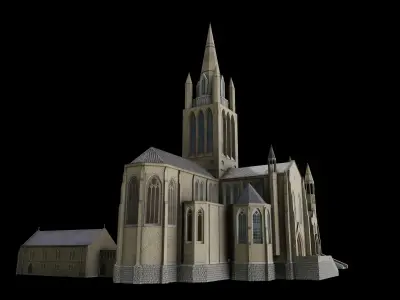 The 3D Church Building Low Poly Low-poly 3D model