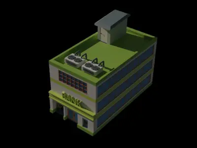 Low Poly BANK Model store 3D model