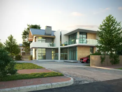 2 Story Modern Style House 3D model