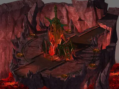 Game model - the altar on the volcano 3D model