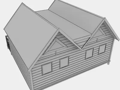 Wooden House Large low poly Low-poly 3D model