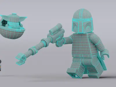 Star Wars Mandalorian Grogu Brick Lego Fanart 3D model