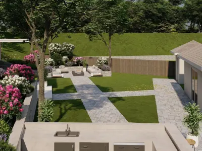 3D Exterior Scene 3D model design garden and landscape 3D 3D model 8