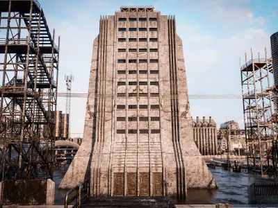 INDUSTRIAL SCIFI BUILDING 07 Low-poly 3D model