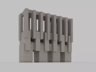 Brutalist Building 01 Low-poly 3D model