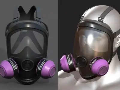 Gas mask helmet scifi futuristic military  Low-poly 3D model