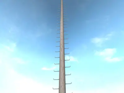 Wood Poles With Ladder - Object 004 Low-poly 3D model