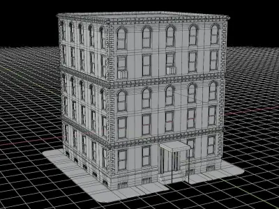Standard building Low-poly 3D model