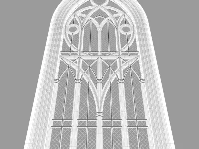 Fantasy gothic stained glass window 3D model