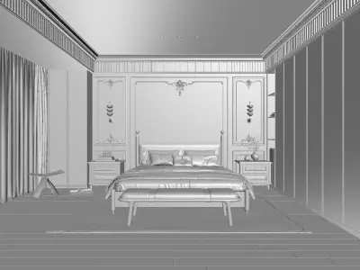 French Style Bedroom 3D Model 3D model