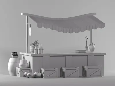 Low poly 3D modal-stall-store Low-poly 3D model