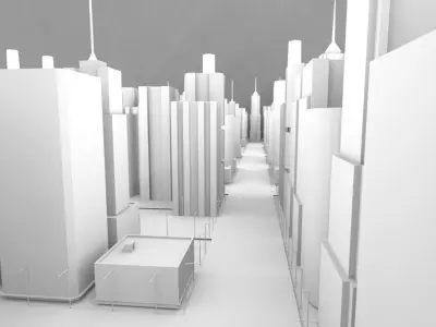 Cityscape city with skyscrapers Low-poly 3D model