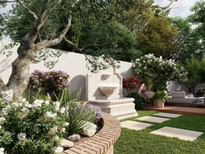 3D Exterior Scene 3D model design garden and landscape 3D 3D model shop
