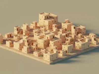 10 Desert Homes Pack  - Lowpoly Low-poly 3D model