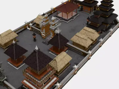 Balinese Brick Temple Traditional Brick Wall Temple 3D model