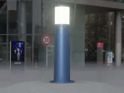 Low-Poly Blue Light Column 10 - Street Light Set-9 Low-poly 3D model