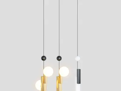 PANSY pendant light with three balls hanging from it 3D model
