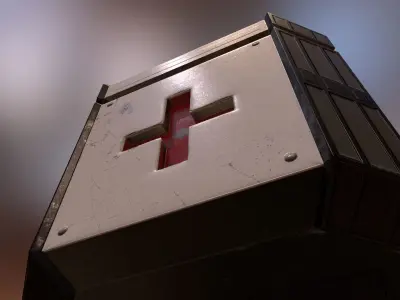 PBR Sci-fi medical crate Low-poly 3D model