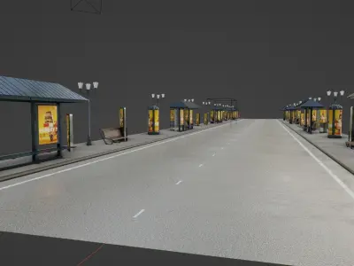 blender geometry nodes street road generator 3D model