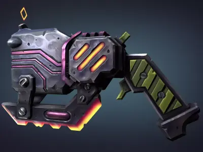 Cyber pistol Low-poly 3D model