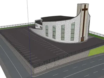 Architecture-Religion-God-Culture-Temple-089 church on side o... 3D model