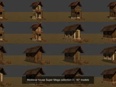 Medieval house Super Mega collection 3 3D Model Pack